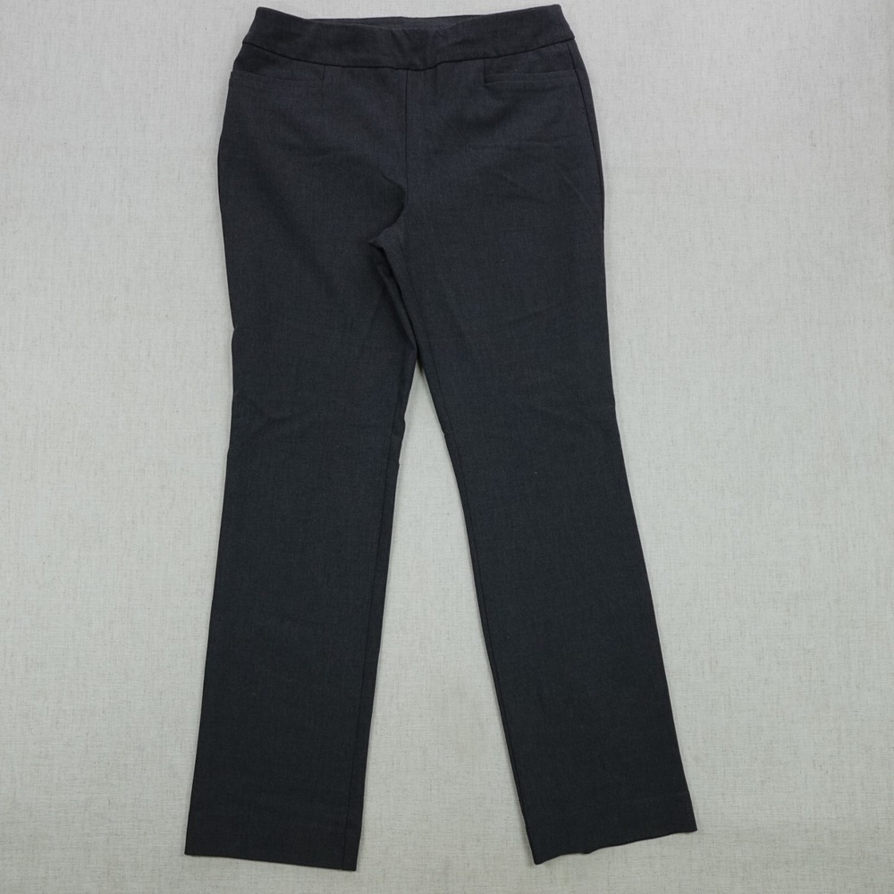 Chicos Pants Womens 1R US8 Grey Straight Leg Trousers Stretch Mid Rise Corporate